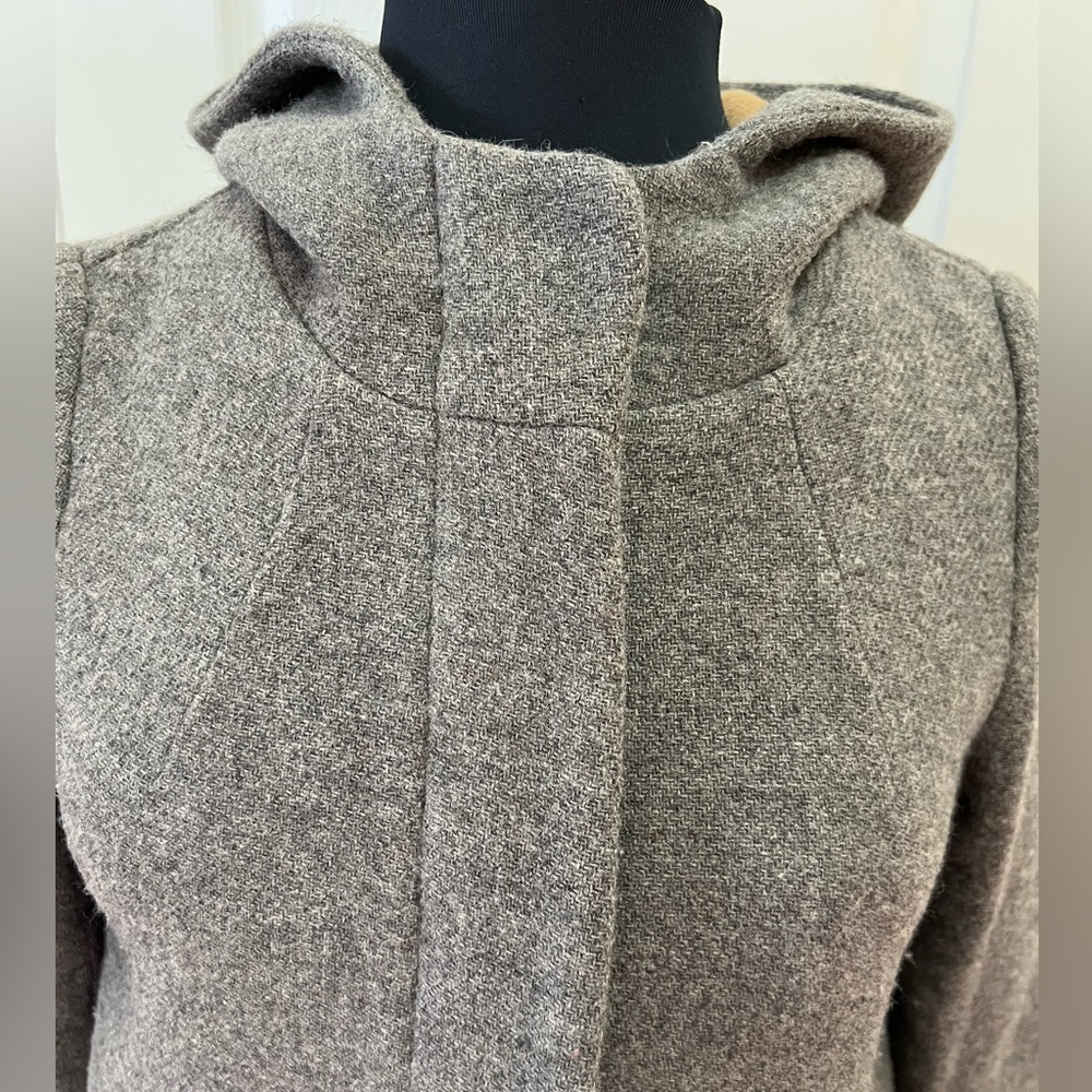 Zara Basic Hooded Zip Down Wool Blend Jacket Coat - image 5